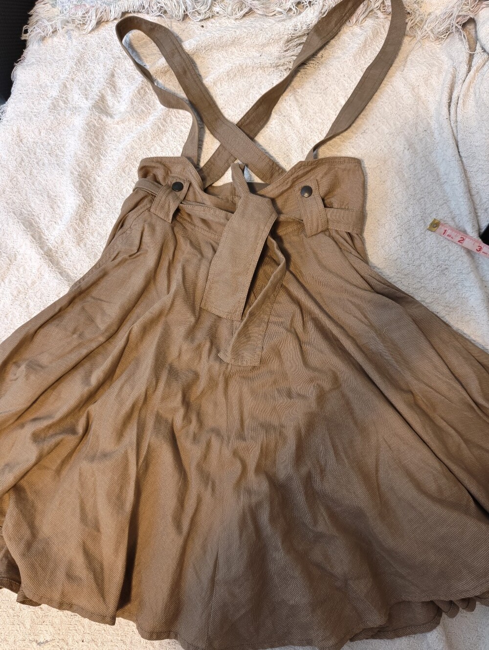 See by Chloe A-Line Brown Tan Pinafore Midi Skirt with Suspenders Size S - Picture 3 of 14